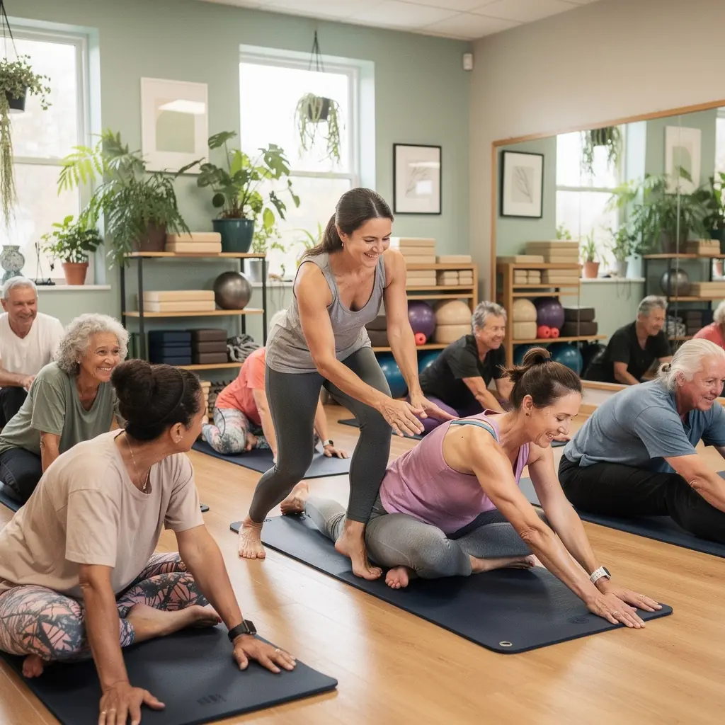 Cvičenie zamerané na kĺby s použitím mäkkých podložiek a pomôcok.
