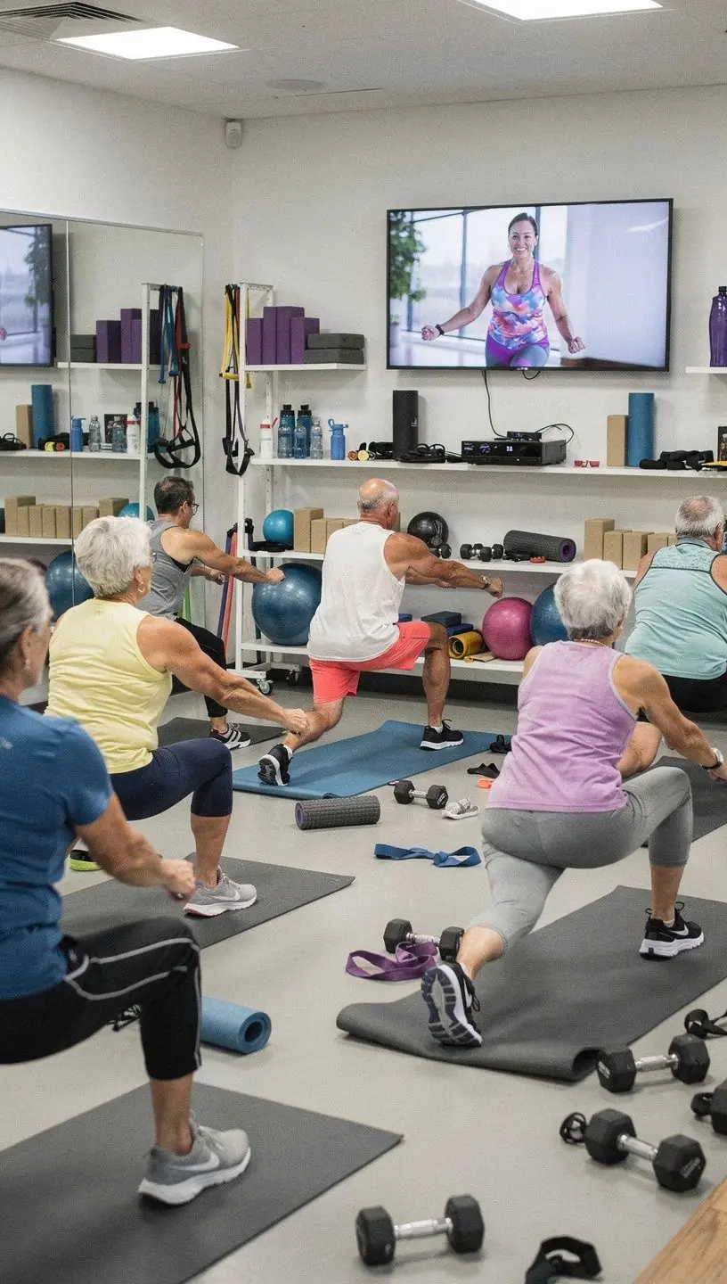 Inštruktor ukazuje jednoduché cvičenia pre zlepšenie pohyblivosti.
