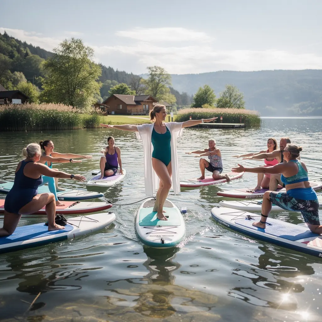 Skupina seniorov sa zúčastňuje na online fitness lekcii zameranej na flexibilitu.